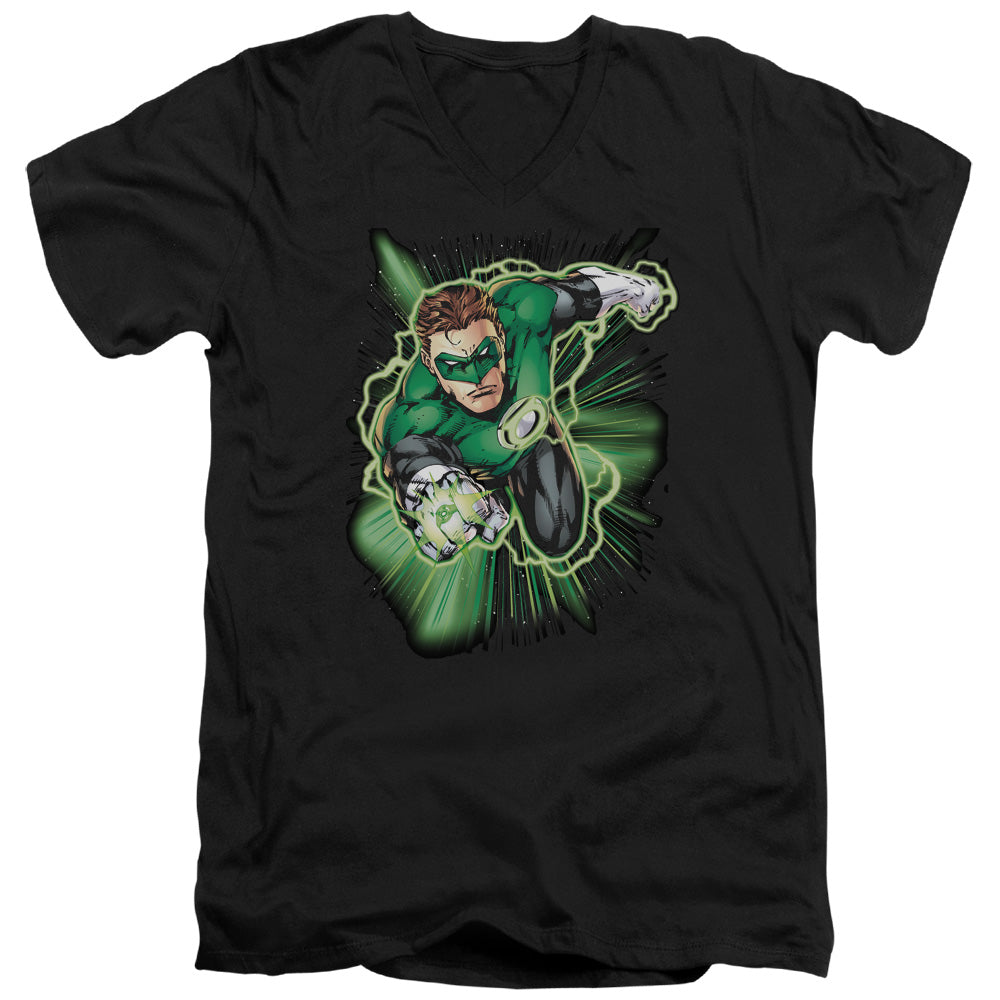 JLA/GREEN LANTERN ENERGY - S/S ADULT V-NECK 30/1 - BLACK