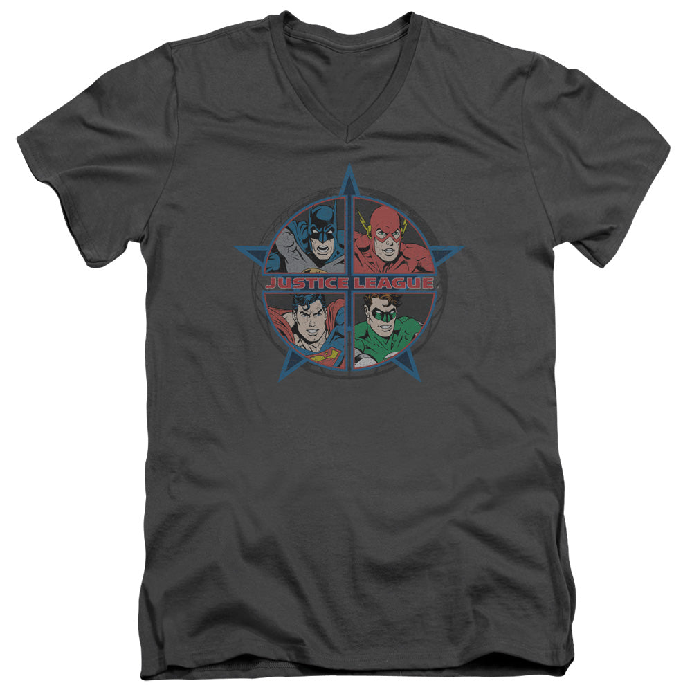 JLA/FOUR HEROES - S/S ADULT V-NECK 30/1 - CHARCOAL