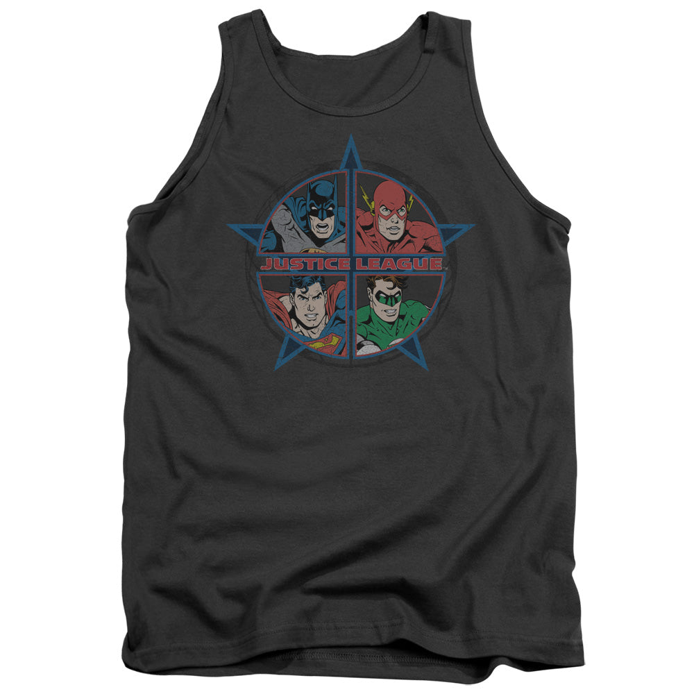JLA/FOUR HEROES - ADULT TANK - CHARCOAL
