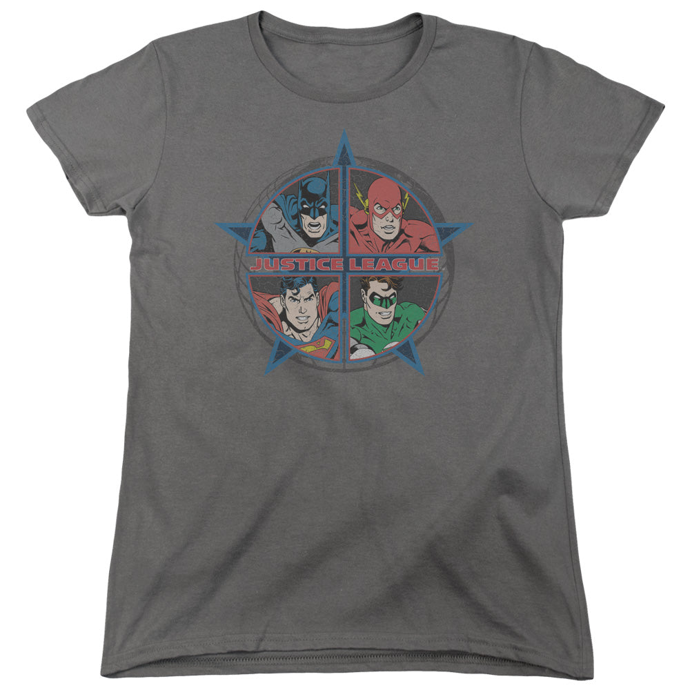 JLA/FOUR HEROES - S/S WOMENS TEE - CHARCOAL