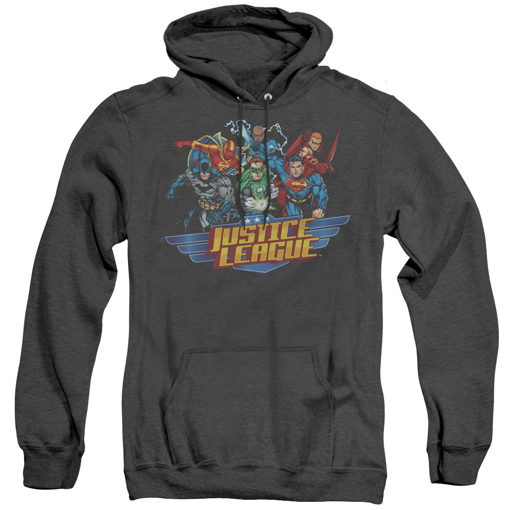 JLA/READY TO FIGHT - ADULT HEATHER HOODIE - BLACK