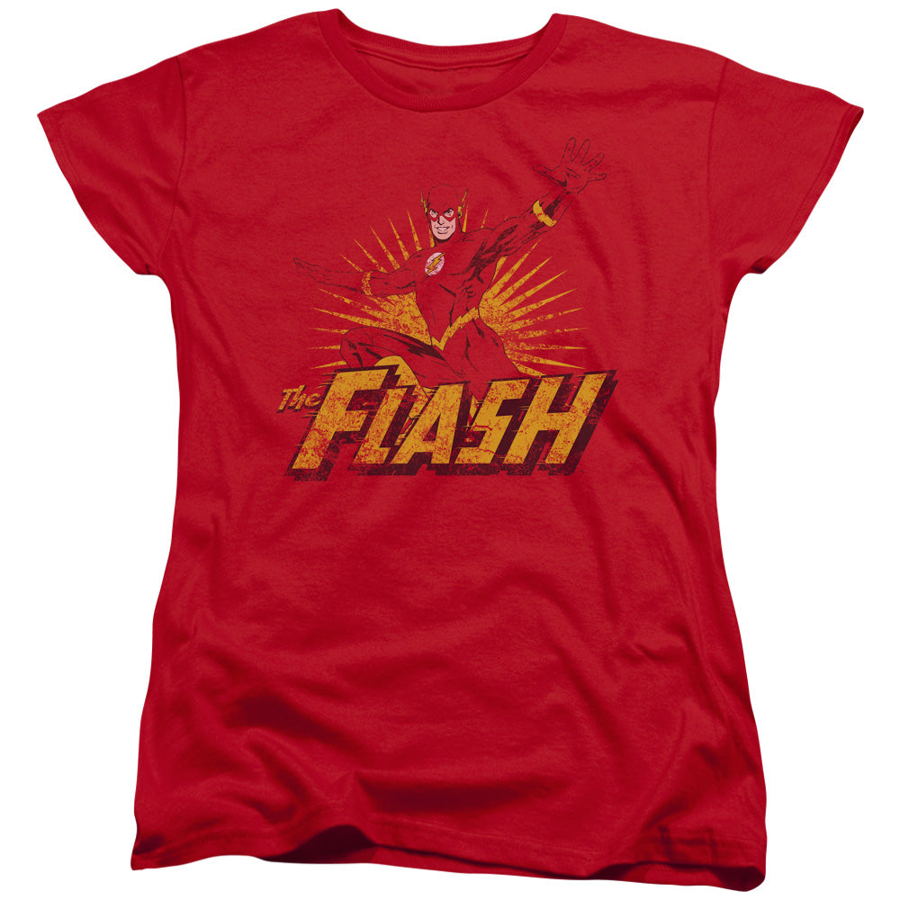 JLA/FLASH ROUGH DISTRESS - S/S WOMENS TEE - RED