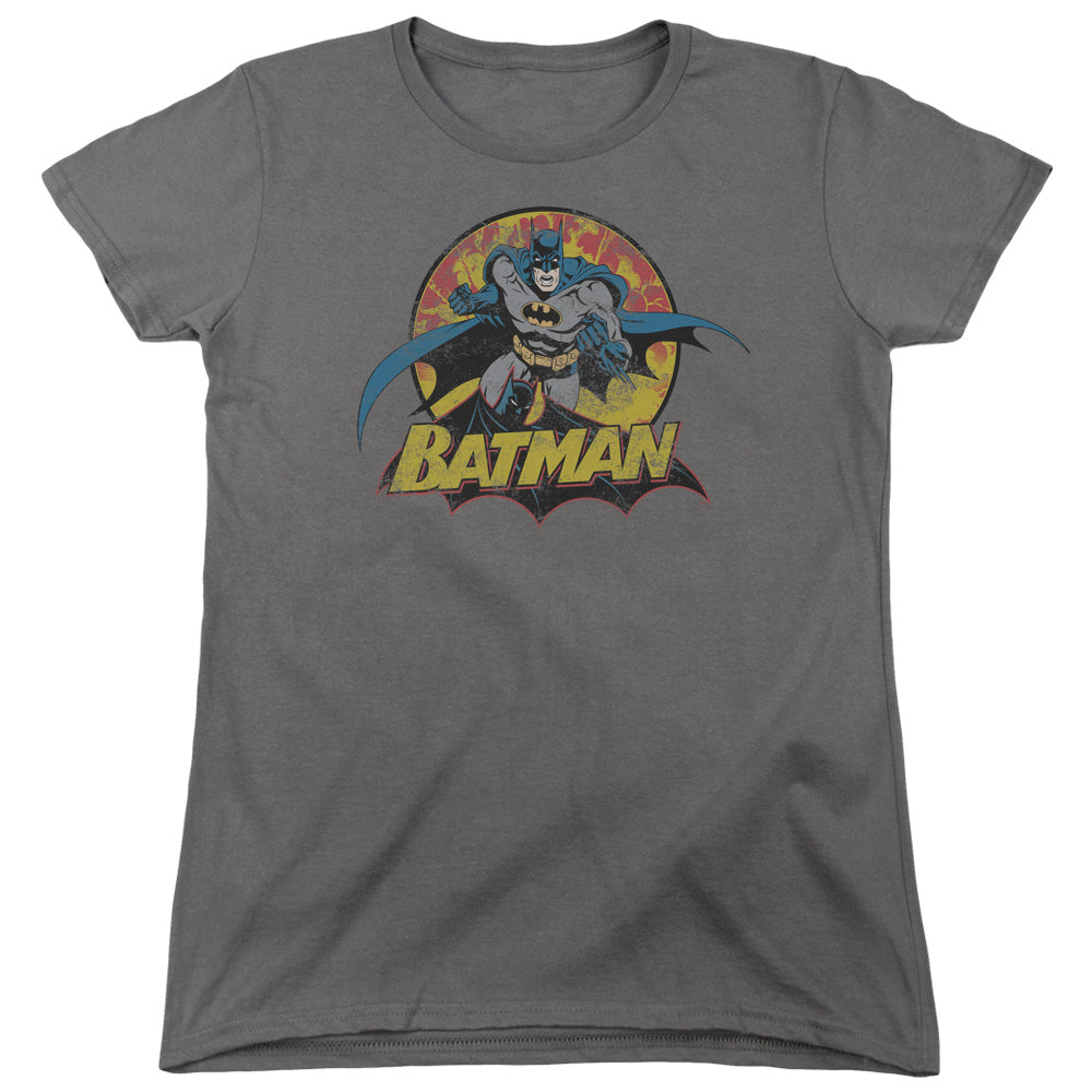 JLA/BATMAN ROUGH DISTRESS - S/S WOMENS TEE - CHARCOAL
