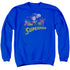 JLA/SUPERMAN ROUGH DISTRESS - ADULT CREWNECK SWEATSHIRT - ROYAL BLUE