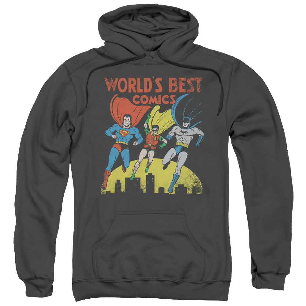 JLA/WORLD&#39;S BEST - ADULT PULLOVER HOODIE - CHARCOAL