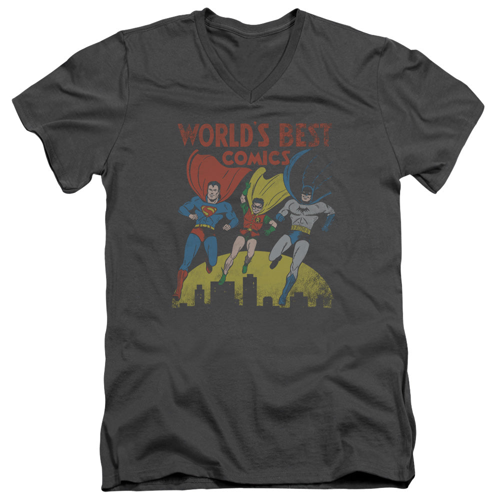 JLA/WORLDS BEST - S/S ADULT V-NECK 30/1 - CHARCOAL