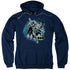 JLA/BATMAN COLLAGE - ADULT PULLOVER HOODIE - NAVY