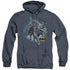 JLA/BATMAN COLLAGE - ADULT HEATHER HOODIE - NAVY