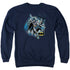 JLA/BATMAN COLLAGE - ADULT CREWNECK SWEATSHIRT - NAVY