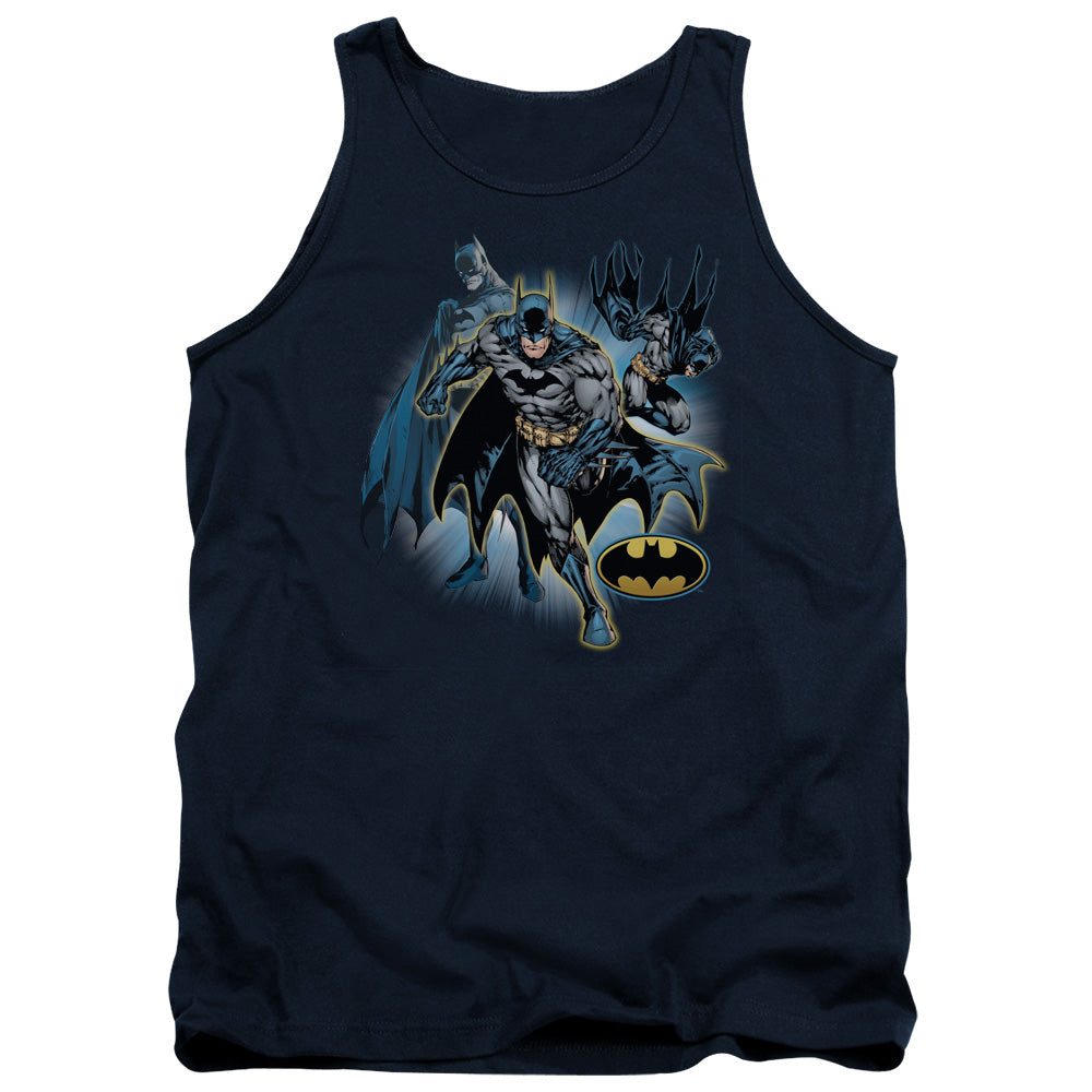JLA/BATMAN COLLAGE - ADULT TANK - NAVY