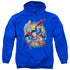 JLA/SUPERMAN COLLAGE - ADULT PULLOVER HOODIE - ROYAL BLUE