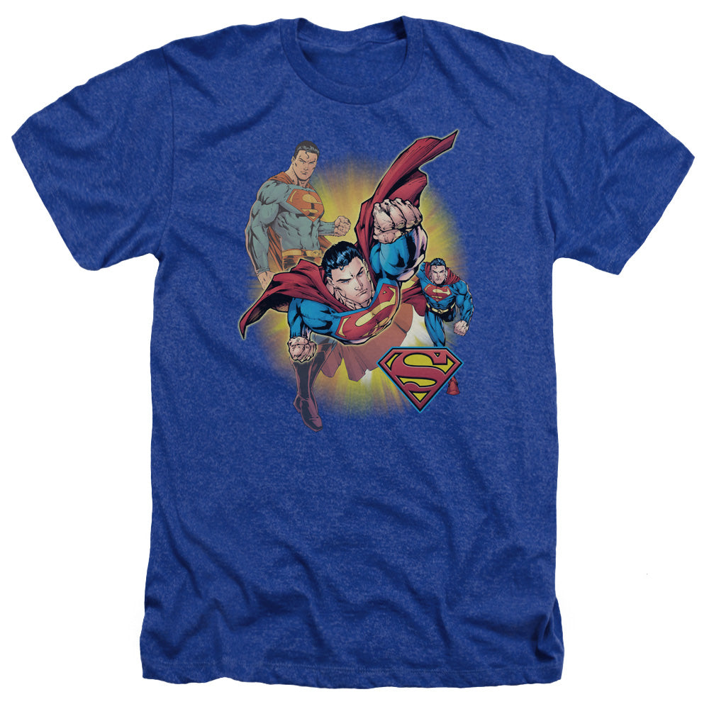 JLA/SUPERMAN COLLAGE - ADULT HEATHER - ROYAL BLUE