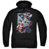 JLA/GALACTIC ATTACK COLOR - ADULT PULLOVER HOODIE - BLACK