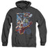 JLA/GALACTIC ATTACK COLOR - ADULT HEATHER HOODIE - BLACK