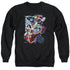 JLA/GALACTIC ATTACK COLOR - ADULT CREWNECK SWEATSHIRT - BLACK