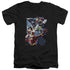 JLA/GALACTIC ATTACK COLOR - S/S ADULT V-NECK 30/1 - BLACK