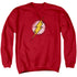 JLA/DESTROYED FLASH LOGO - ADULT CREWNECK SWEATSHIRT - RED