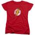 JLA/DESTROYED FLASH LOGO - S/S WOMENS TEE - RED