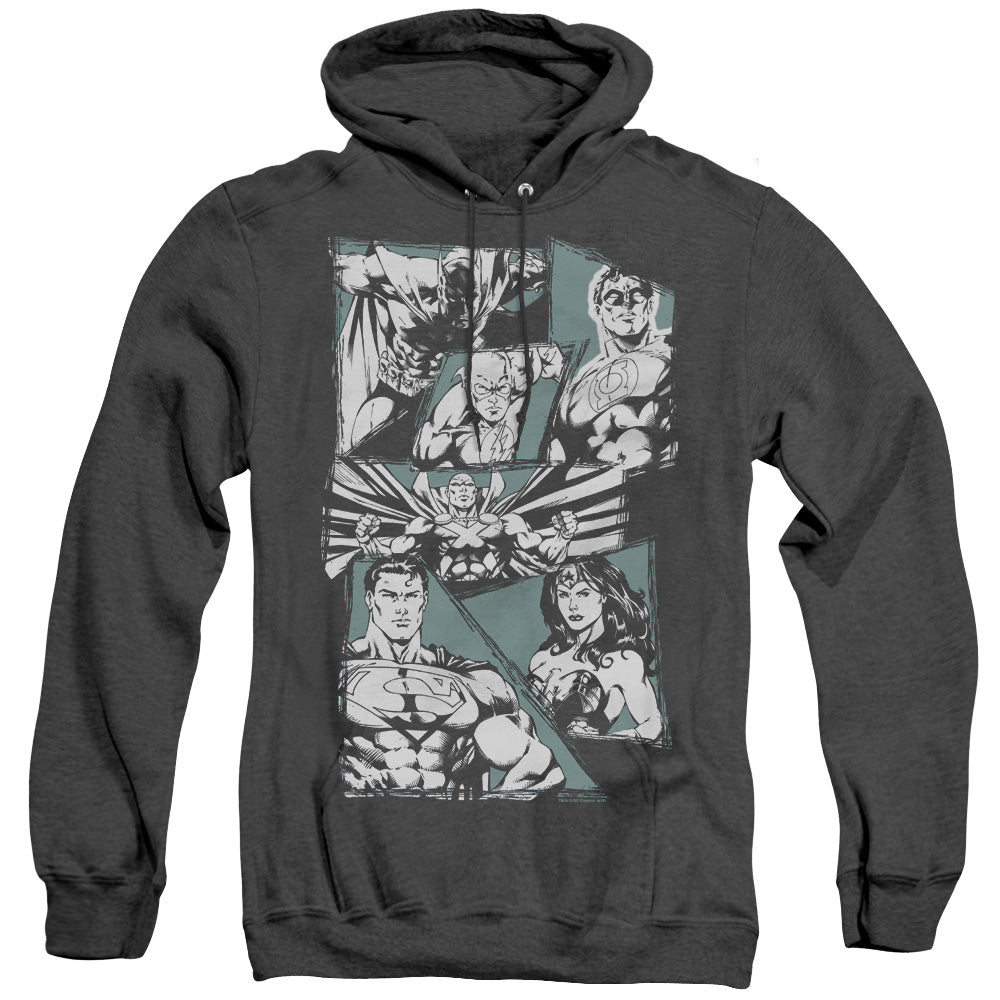 JLA/A MIGHTY LEAGUE - ADULT HEATHER HOODIE - BLACK