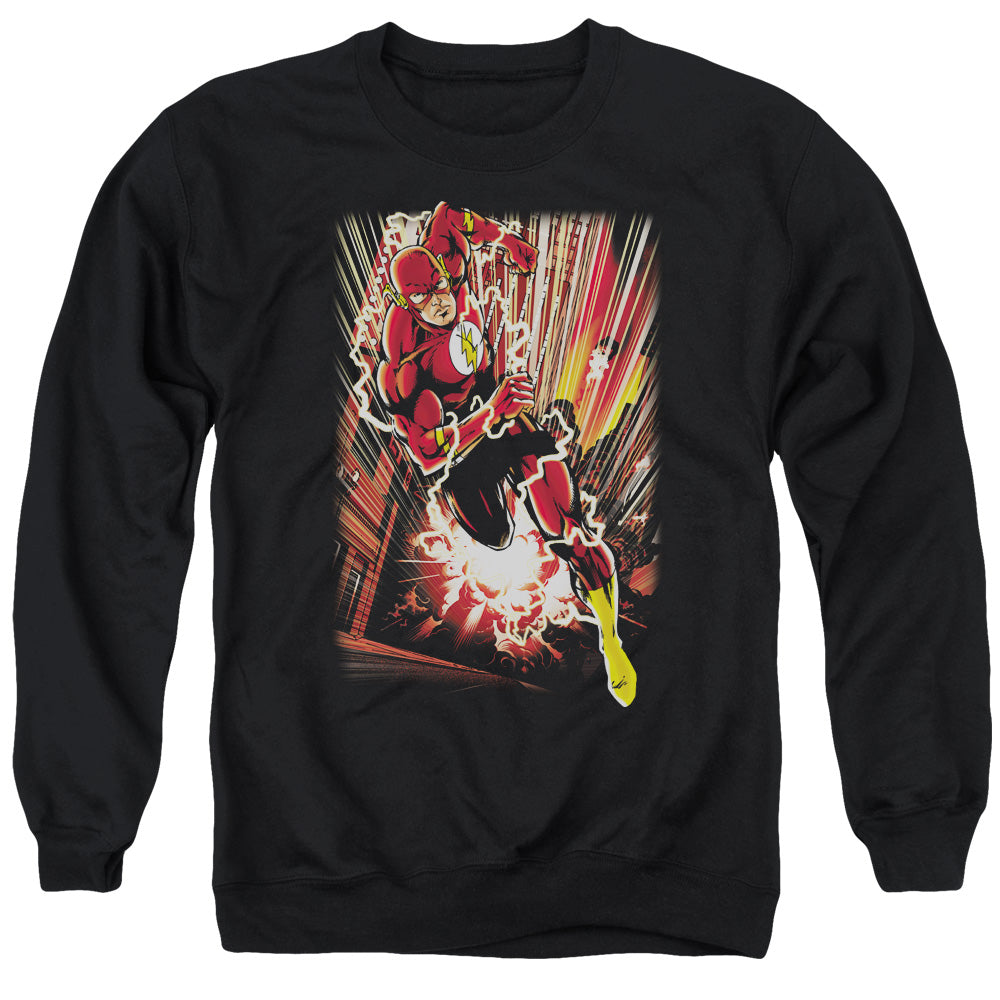 JLA/STREET SPEED - ADULT CREWNECK SWEATSHIRT - BLACK