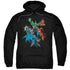 JLA/ACTION STARS - ADULT PULLOVER HOODIE - BLACK