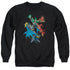 JLA/ACTION STARS - ADULT CREWNECK SWEATSHIRT - BLACK
