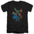JLA/ACTION STARS - S/S ADULT V-NECK 30/1 - BLACK