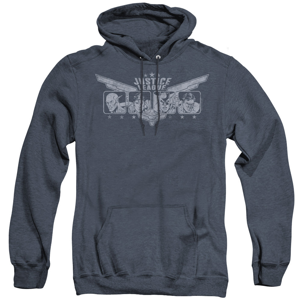 JLA/JUSTICE WINGS - ADULT HEATHER HOODIE - NAVY