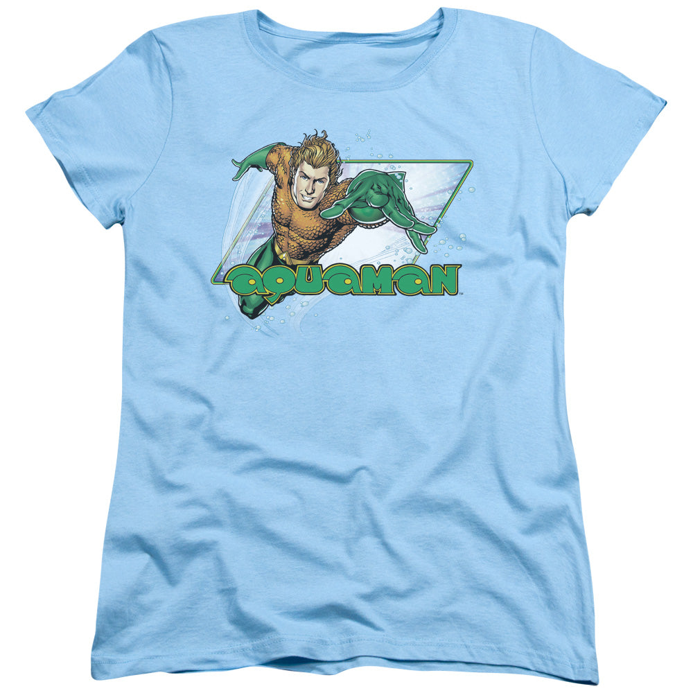 JLA/AQUAMAN - S/S WOMENS TEE - LIGHT BLUE