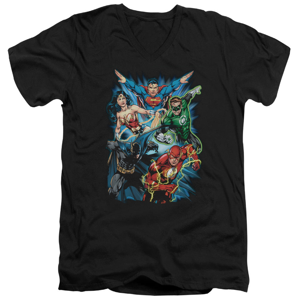 JLA/JL ASSEMBLE - S/S ADULT V-NECK 30/1 - BLACK