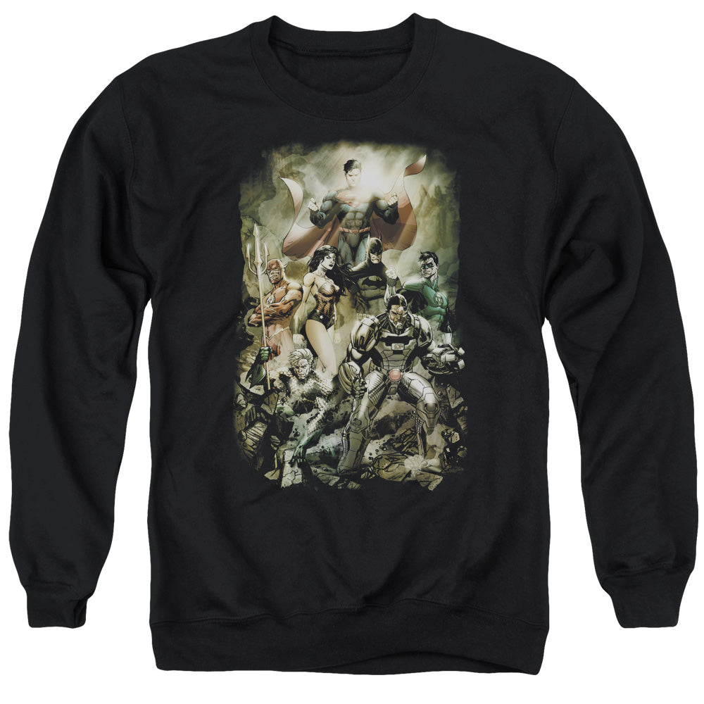 JLA/AFTERMATH - ADULT CREWNECK SWEATSHIRT - BLACK