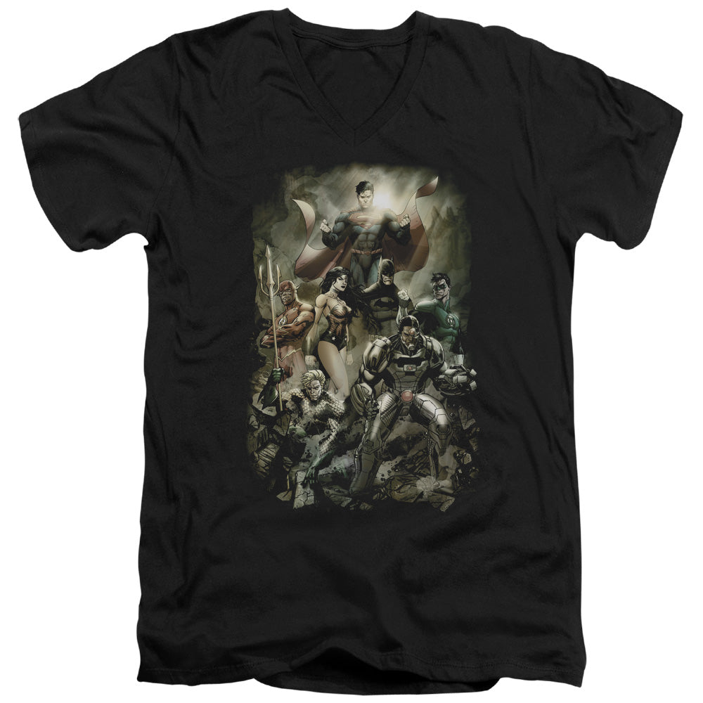 JLA/AFTERMATH - S/S ADULT V-NECK 30/1 - BLACK