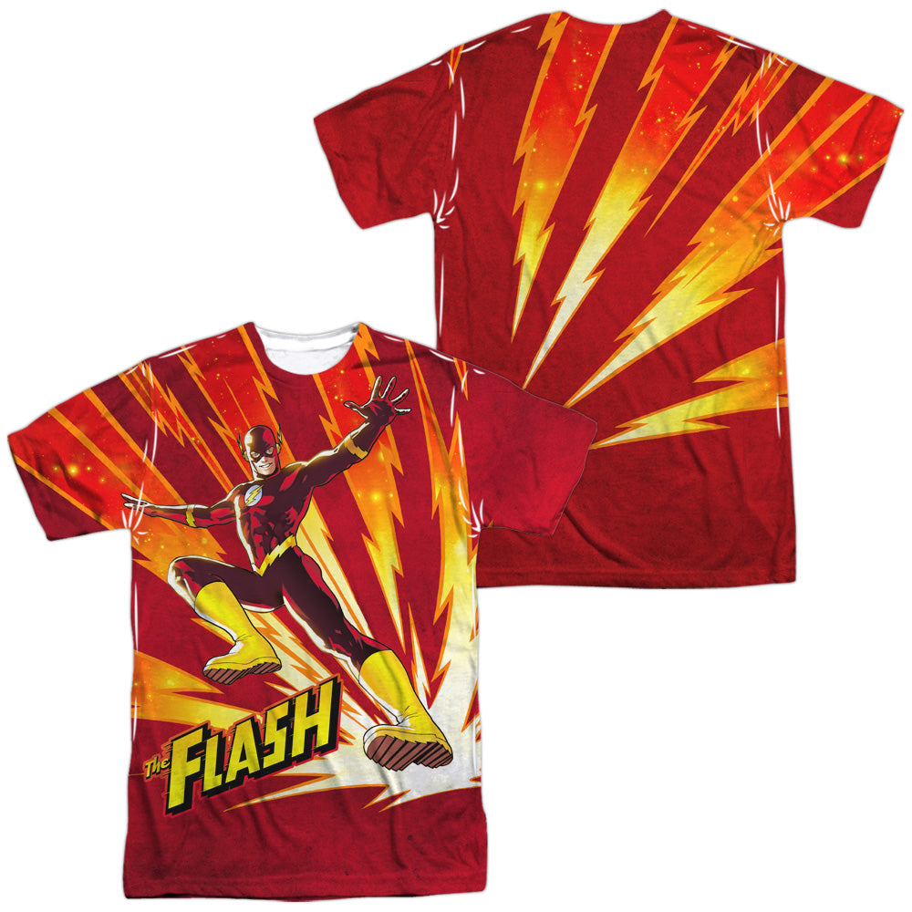 JLA/LIGHTNING FAST (FRONT/BACK PRINT) -  S/S ADULT POLY CREW - MULTI