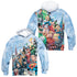 JLA/JUSTICE LEAGUE OF AMERICA (FRONT/BACK PRINT) - ADULT POLY PULLOVER HOODIE - MULTI