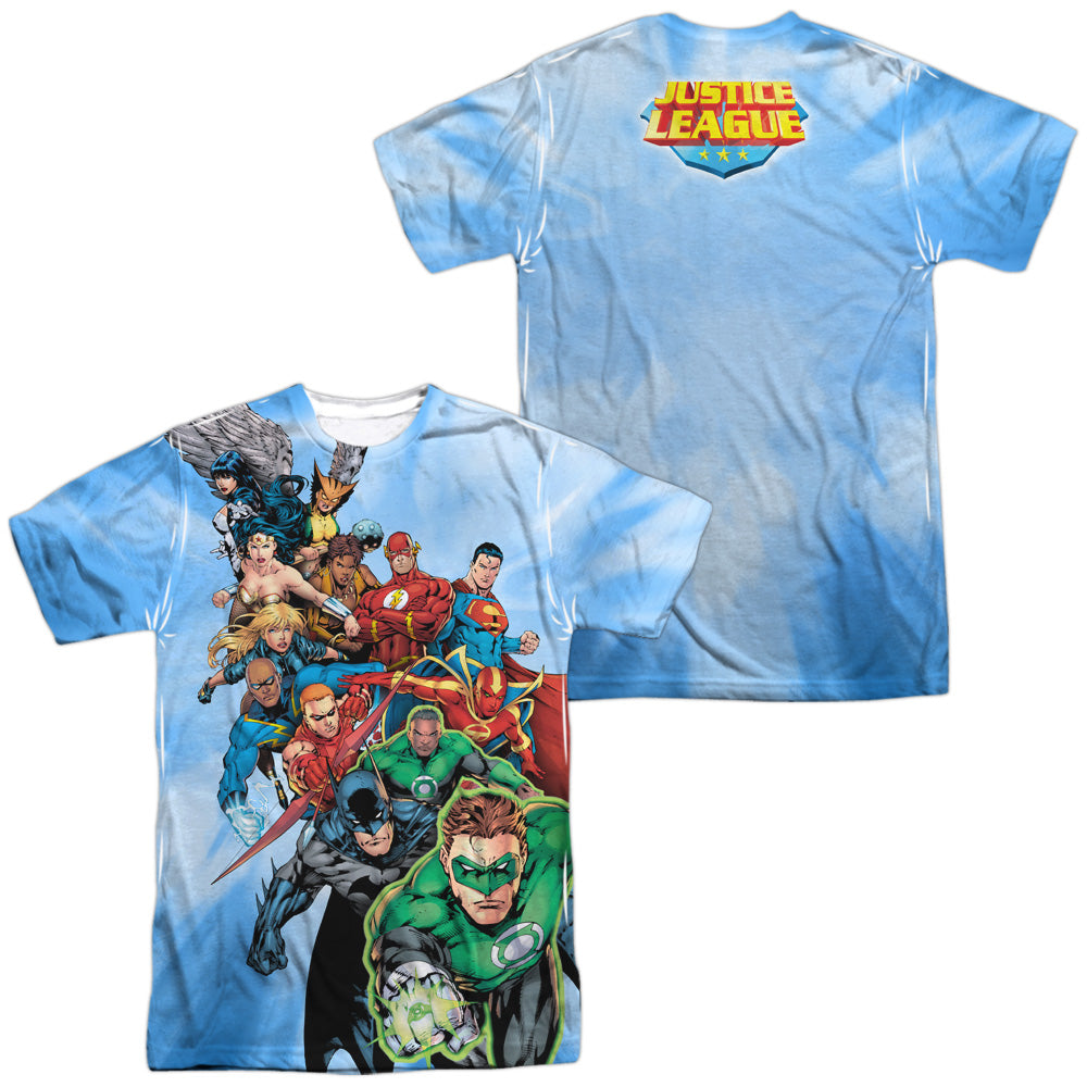 JLA/HEROES UNITE (FRONT/BACK PRINT) -  S/S ADULT POLY CREW - MULTI
