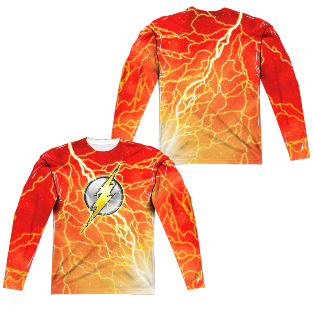 JLA/LIGHTNING LOGO (FRONT/BACK PRINT) - L/S ADULT POLY CREW  - MULTI