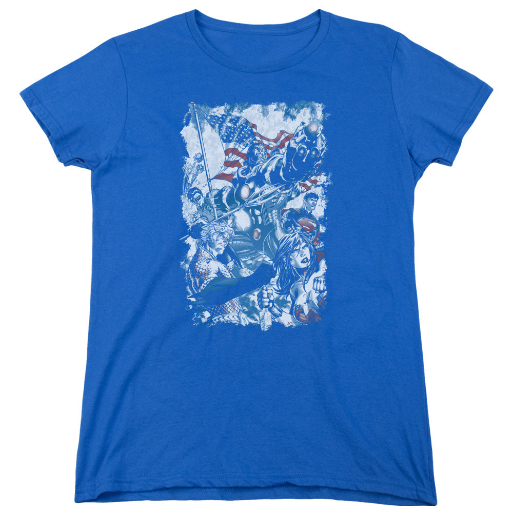 JLA/AMERICAN JUSTICE - S/S WOMENS TEE - ROYAL BLUE