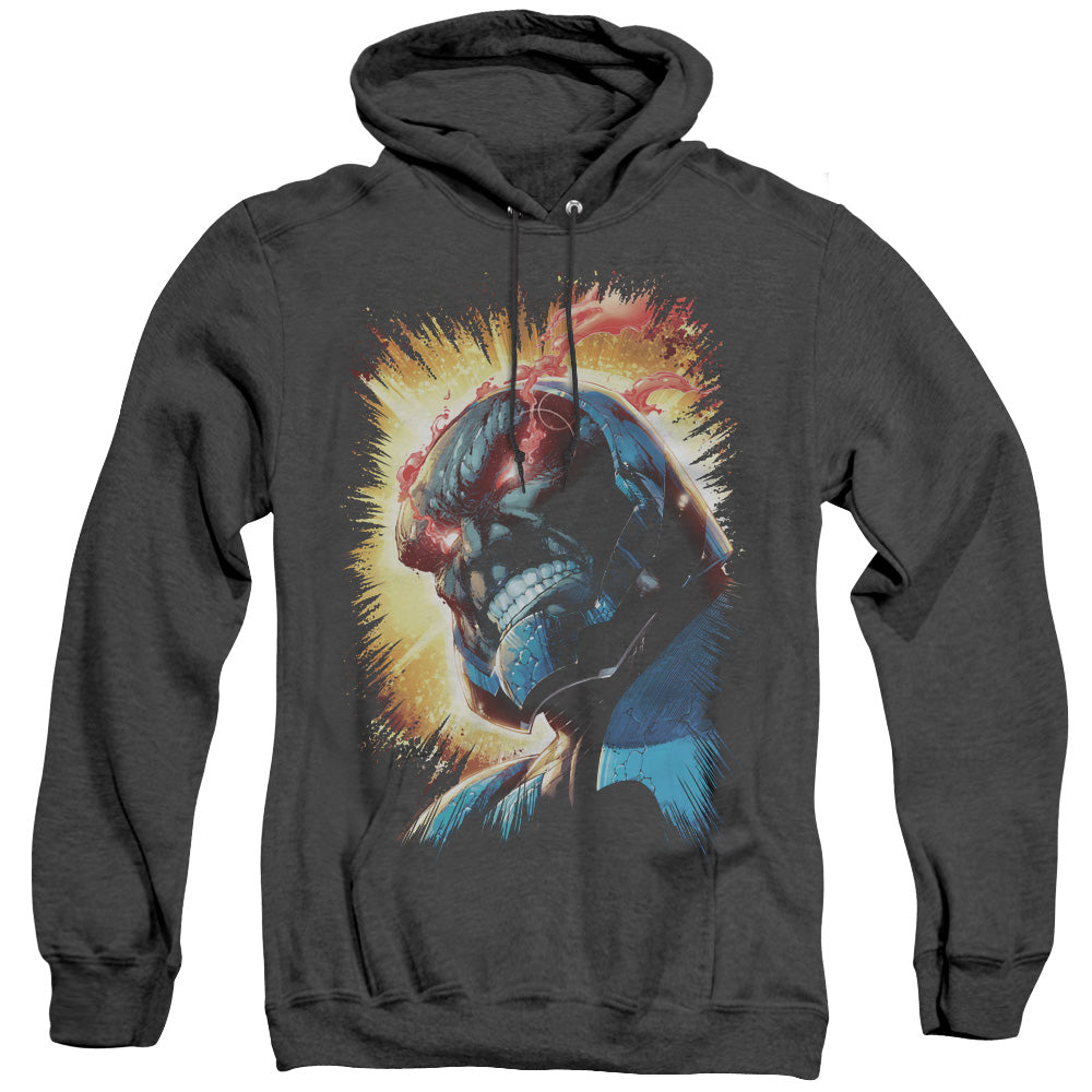 JLA/DARKSEID IS - ADULT HEATHER HOODIE - BLACK