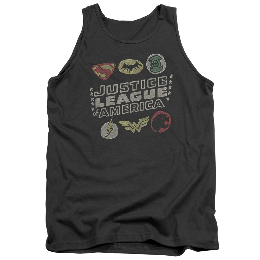 JLA/SYMBOLS - ADULT TANK - CHARCOAL