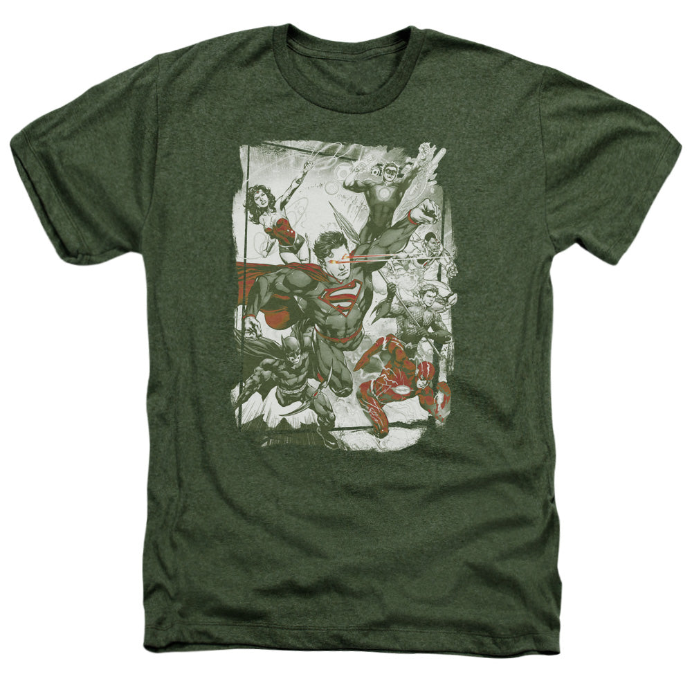 JLA/GREEN AND RED - ADULT HEATHER - MILITARY GREEN