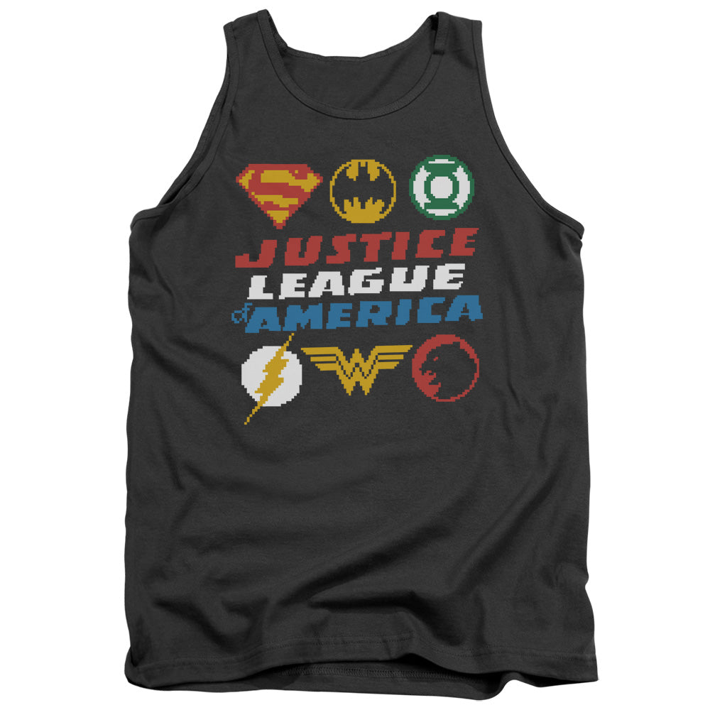JLA/PIXEL LOGOS - ADULT TANK - CHARCOAL