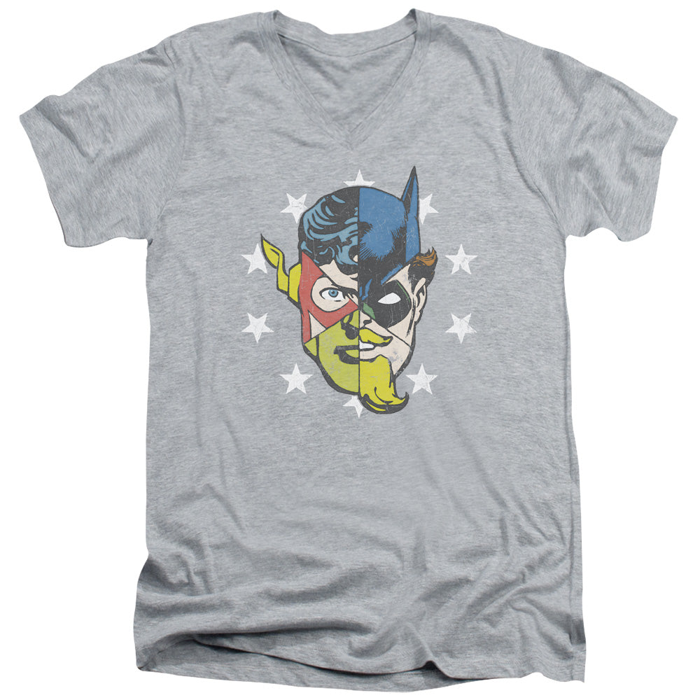 JLA/FACE OFF - S/S ADULT V-NECK 30/1 - ATHLETIC HEATHER