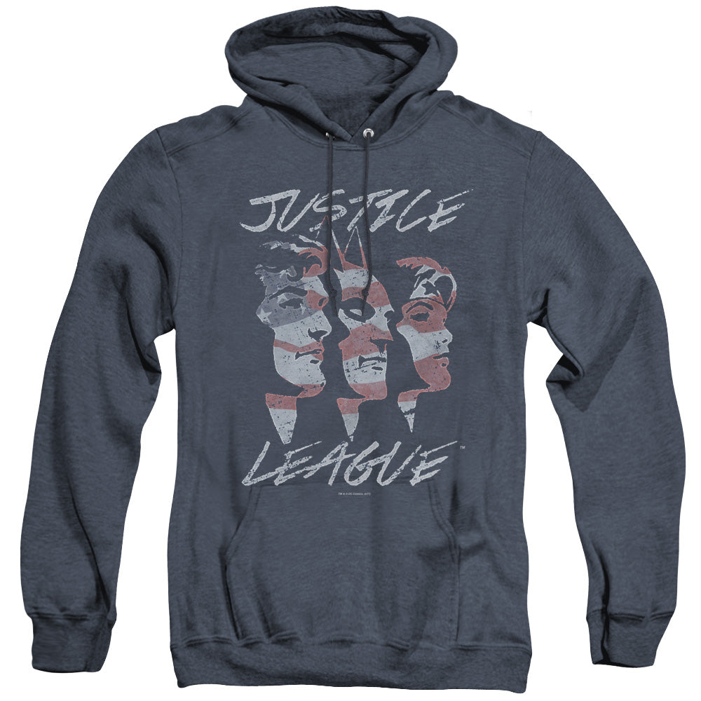 JLA/JUSTICE FOR AMERICA - ADULT HEATHER HOODIE - NAVY
