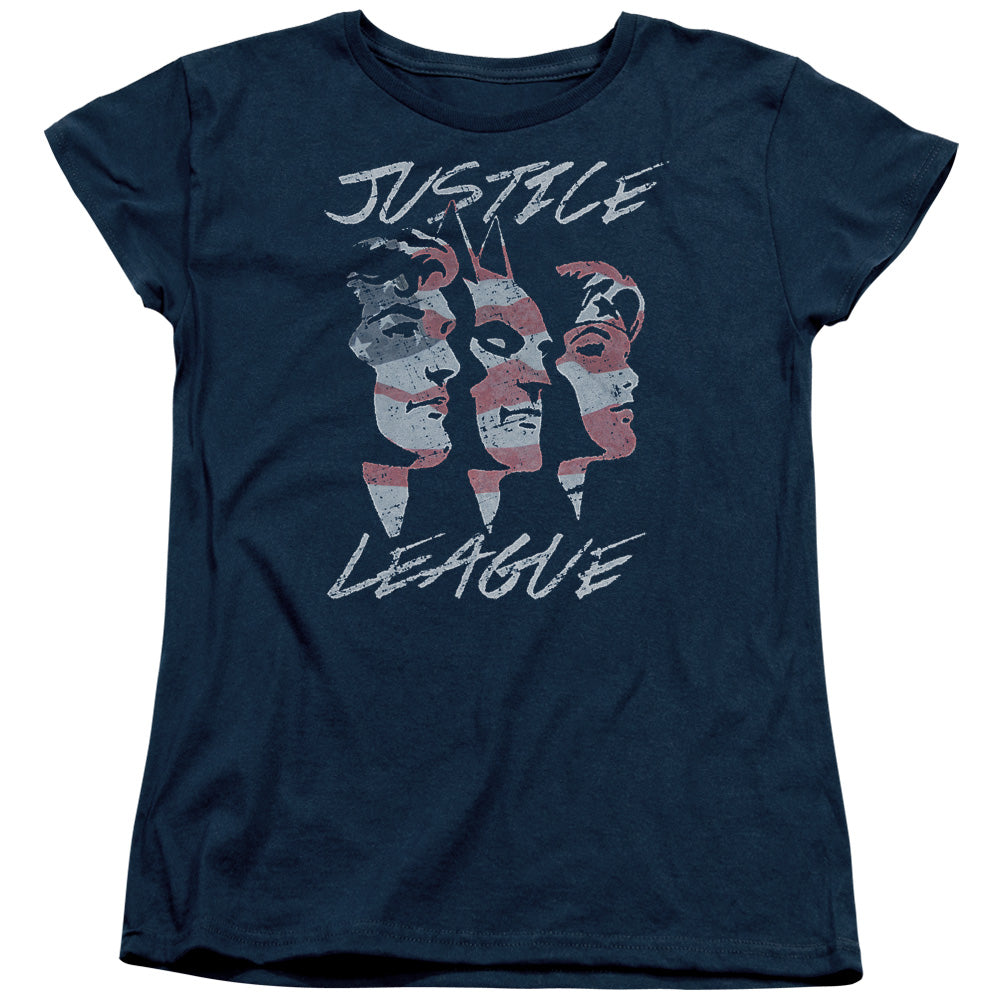 JLA/JUSTICE FOR AMERICA - S/S WOMENS TEE - NAVY