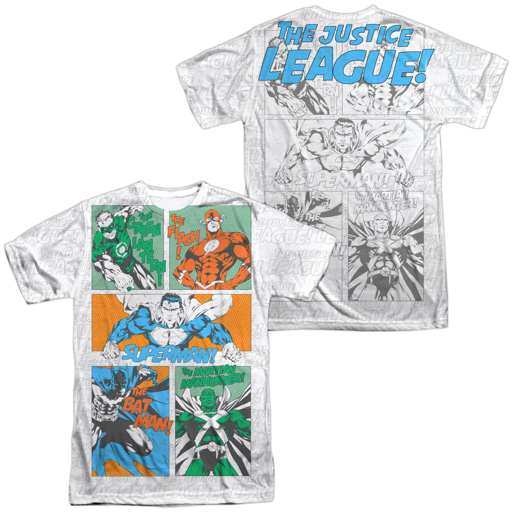 JLA/JUSTICE PANELS (FRONT/BACK PRINT) - S/S ADULT POLY CREW - MULTI