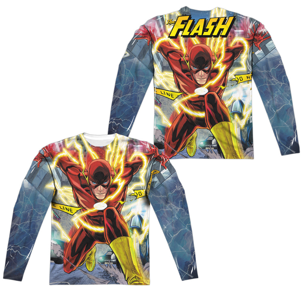 JLA/POLICE LINE (FRONT/BACK PRINT) - L/S ADULT POLY CREW  - MULTI