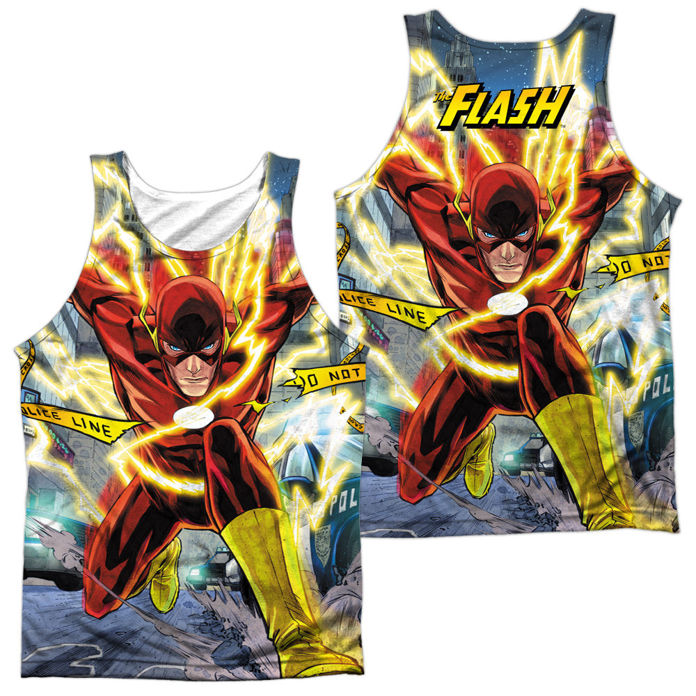 JLA/POLICE LINE (FRONT/BACK PRINT)-ADULT POLY TANK TOP - MULTI