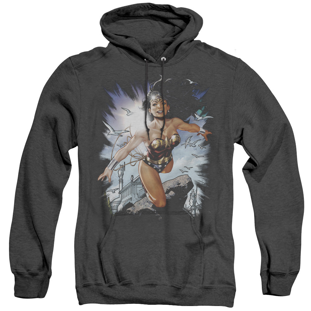 JLA/OF THEMYSCIRA - ADULT HEATHER HOODIE - BLACK