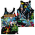 JLA/CRISIS VARIANT (FRONT/BACK PRINT) - ADULT POLY TANK TOP - MULTI