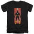 JLA/FLASH BLOCK - S/S ADULT V-NECK 30/1 - BLACK